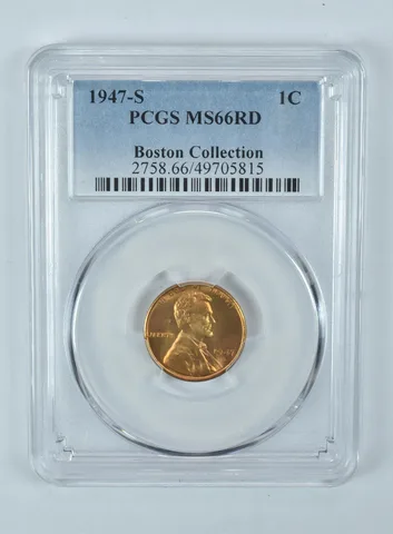 1947-S Lincoln Wheat Cent Boston Collection MS66 RD PCGS
