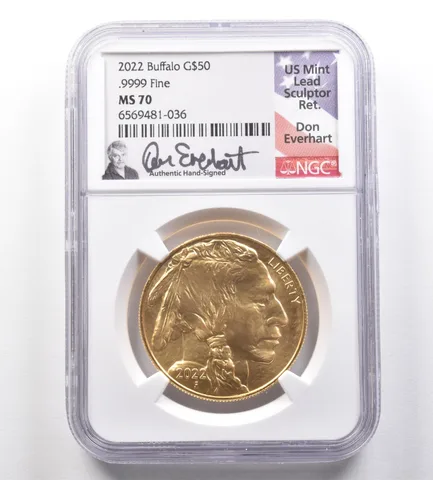 2022 $50 American Gold Buffalo Don Everhart 1 Oz Gold MS70 NGC a0989