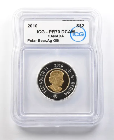 2010 Canada 2 Dollars Silver Gilt Polar Bear PR70 DCAM ICG *8782