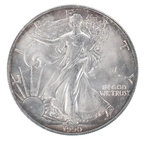 Beautiful Toned - 1990 American Silver Eagle 1 Troy Oz .999 Fine Silver *118