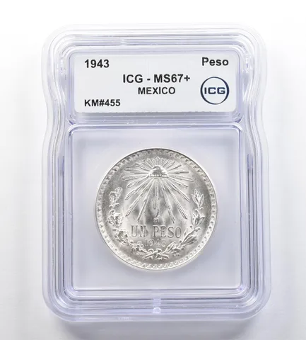 1943 Mexico Peso KM#455 MS67+ ICG *7642