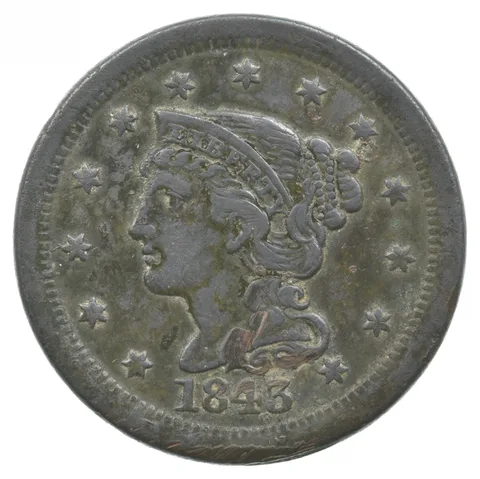 1843 Liberty Head Braided Hair Large Cent *3387