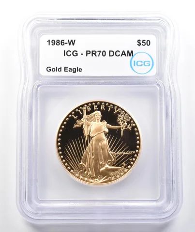 1986-W $50 American Gold Eagle 1 Oz Gold PR70 DCAM ICG