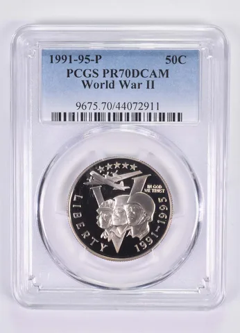1991-95-P World War 2 WWII Commemorative Half Dollar PR70 PCGS 1993