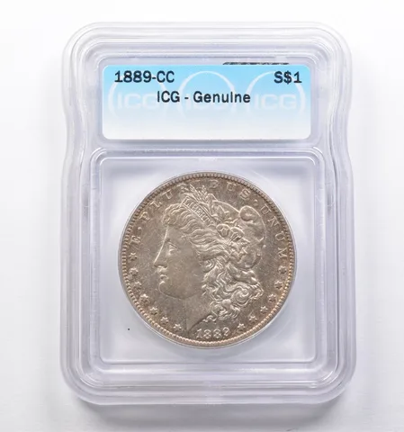 Genuine 1889-CC Morgan Silver Dollar ICG *3842