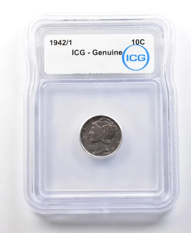 1942/1 Mercury Dime Genuine ICG *0075