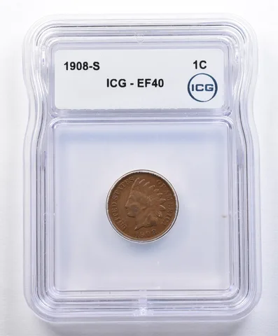 1908-S Indian Head Cent EF40 ICG *1567