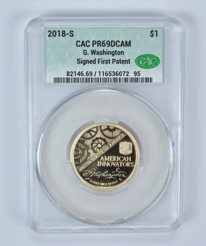2018-S Innovation $1 George Washington First Patent PR69 DCAM CAC CACg
