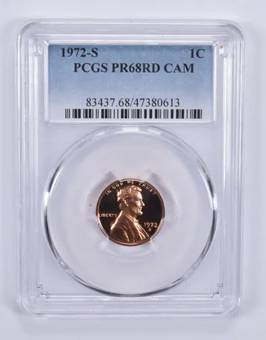 1972-S Lincoln Memorial Cent 1c PR68 RD CAM PCGS Blue Label