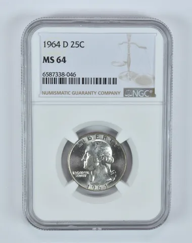 MS64 1964-D Washington Quarter NGC End of Roll Toner *4937