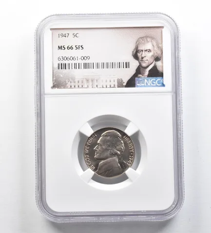 1947 Jefferson Nickel MS66 5FS NGC *9576