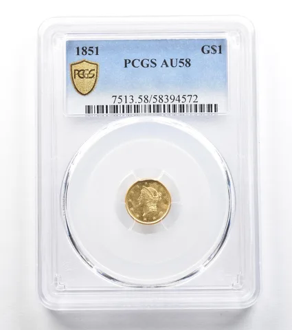 1851 $1 Liberty Head Gold Dollar AU58 PCGS *9603
