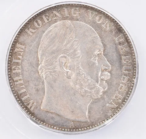 1871 A German States Prussia Thaler AU55 ICG Beautiful Tone *1906