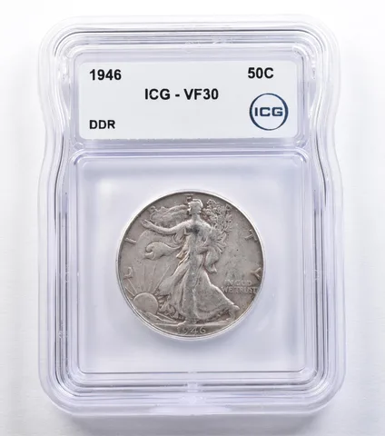 1946 Walking Liberty Half Dollar DDR VF30 ICG *2207