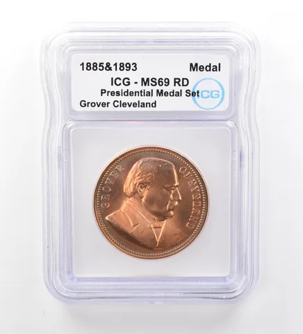 (1885&1893) Presidential Medal Set Grover Cleveland MS69 RD ICG Nice Tone *1998
