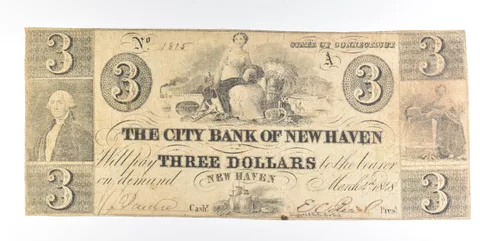 1848 $3 New Haven CT City Bank Obsolete Note *0251
