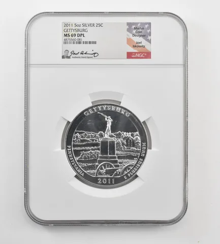 2011 5 Oz Silver Quarter ATB Gettysburg Joel Iskowitz MS69 DPL NGC *8897