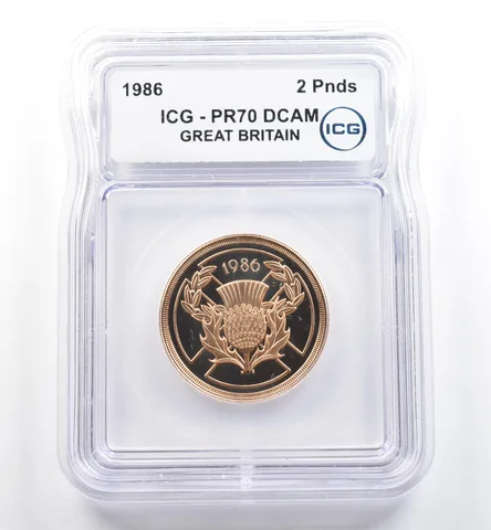 1986 Great Britain 2 Pounds Gold Commonwealth Games PR70 DCAM ICG *6501