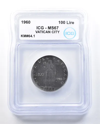 1960 Vatican City 100 Lire KM#64.1 MS67 ICG a9001