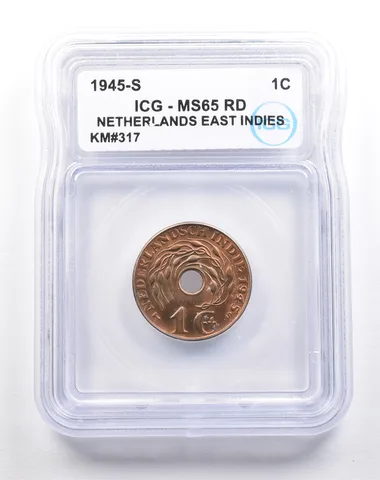 1945 S Netherlands East Indies 1 Cent KM#317 MS65 RD ICG *5472