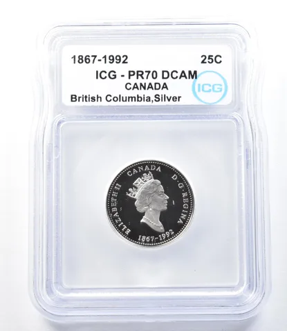 1867-1992 Canada 25 Cents Silver British Columbia PR70 DCAM ICG *8935