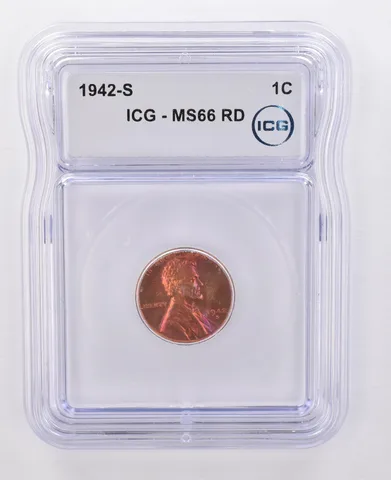 1942-S Lincoln Wheat Cent MS66 RD ICG Beautiful Tone *0090