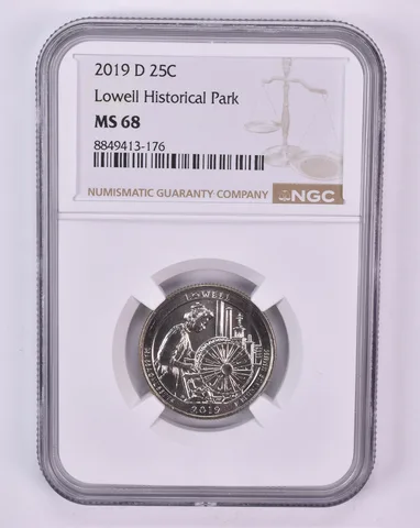 2019-D Washington Quarter Lowell Historical Park ATB MS68 NGC Brown Label