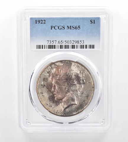 1922 Peace Silver Dollar MS65 PCGS Beautiful Tone a7476
