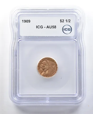 1909 $2.50 Indian Head Gold Quarter Eagle AU58 ICG *3295