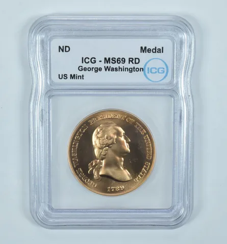 (ND) Bronze Medal George Washington First Coinage US Mint MS69 RD ICG
