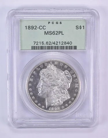 1892-CC Morgan Silver Dollar MS62 PL PCGS OGH *1084