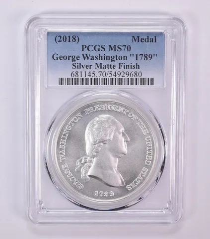 (2018) George Washington "1789" Medal Silver Matte Finish MS70 PCGS
