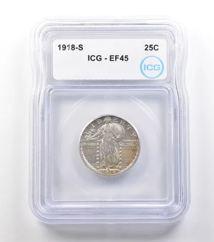 1918-S Standing Liberty Quarter EF45 ICG a1492