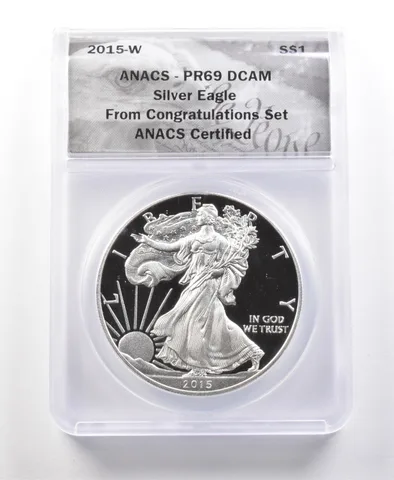 2015-W American Silver Eagle Congratulations Set PR69 DCAM ANACS *1105