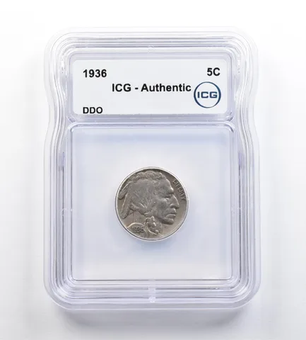 1936 Indian Head Buffalo Nickel DDO Authentic ICG *9186