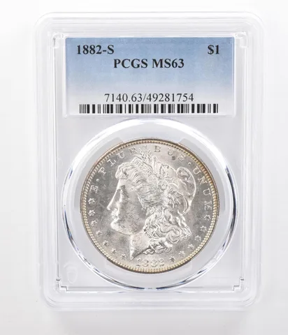 1882-S Morgan Silver Dollar MS63 PCGS Awesome Toned Reverse a0665