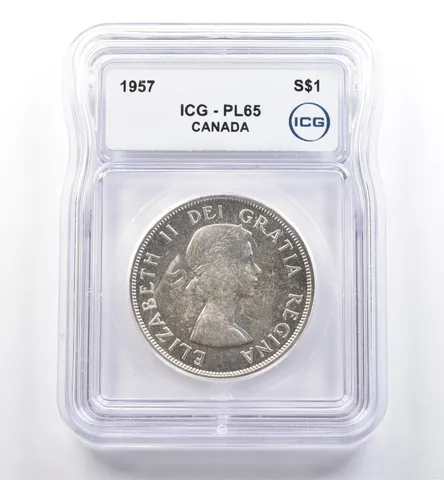 1957 Canada 1 Dollar Silver PL65 ICG *0268