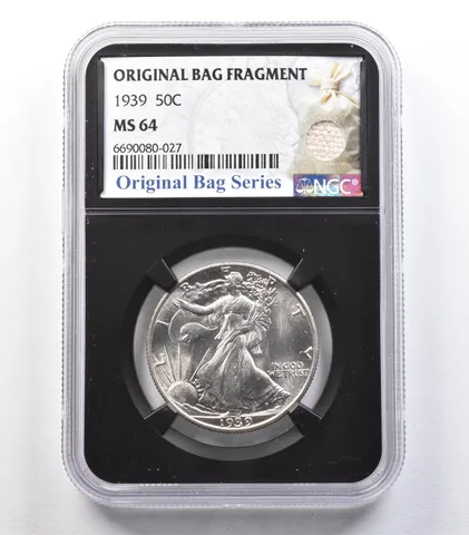 1939 Walking Liberty Half Dollar Original Bag Fragment MS64 NGC *2055