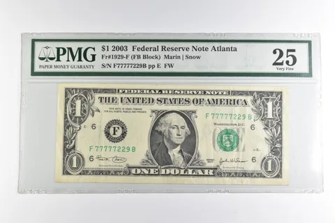 PMG VF 25 $1 2003 Atlanta, GA US Federal Reserve Note Green Seal Fr#1929-F *8251