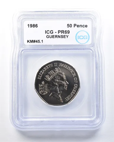 1986 Guernsey 50 Pence KM#45.1 PR69 ICG *8975