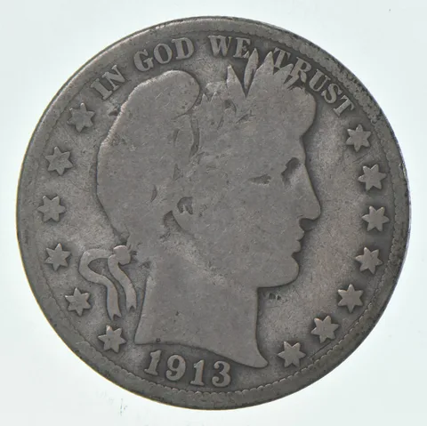 1913-S Barber Half Dollar Average Circ 90% Silver