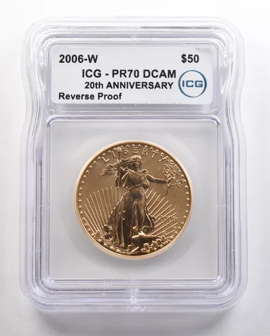 2006-W $50 American Gold Eagle 1 Oz Gold Reverse Proof PR70 DCAM ICG *4402