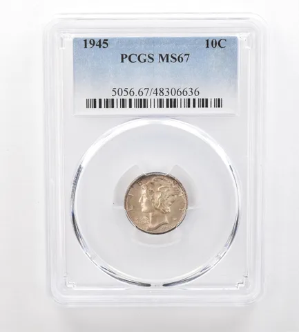 1945 Mercury Dime MS67 PCGS Beautiful Tone *7435