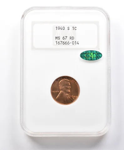 MS67 RD 1940-S Lincoln Wheat Cent CAC NGC *4033
