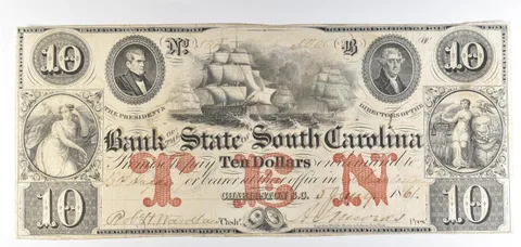 1861 $10 Charleston SC Bank Of The State Obsolete Note *8778