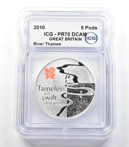 2010 Great Britain 5 Pounds Silver River Thames PR70 DCAM ICG *3660