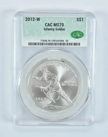 2012-W Infantry Soldier Commemorative Silver Dollar MS70 CAC CACg