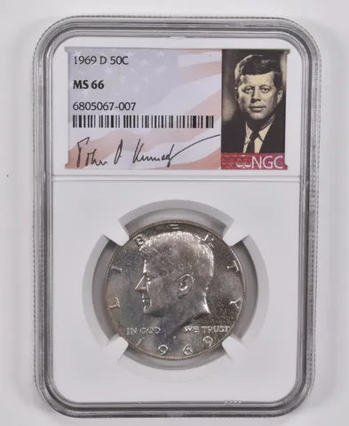 1969-D Kennedy Half Dollar MS66 NGC Special Label