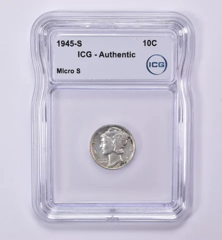 1945-S Mercury Dime Micro S Authentic ICG *0504