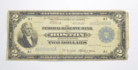 1918 $2 Boston, MA. United States Federal Reserve Large Note *9771